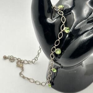 Silver & Green Anklet